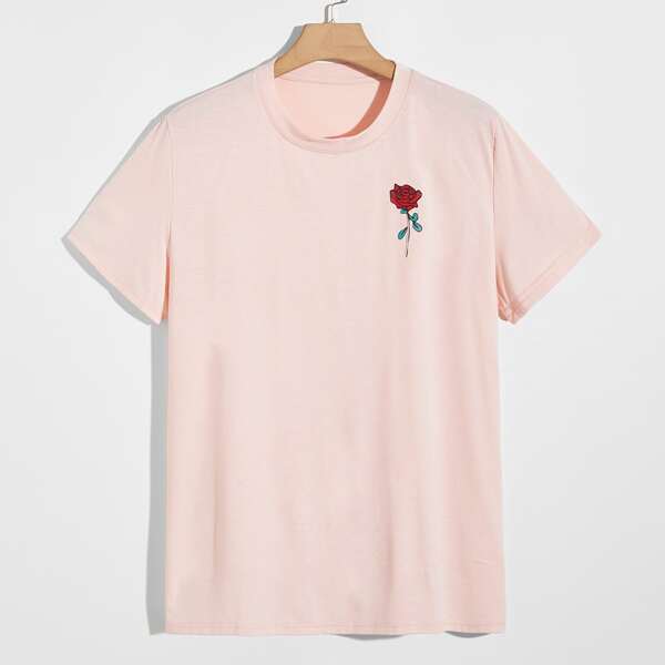 

Men Floral Print Tee, Baby pink