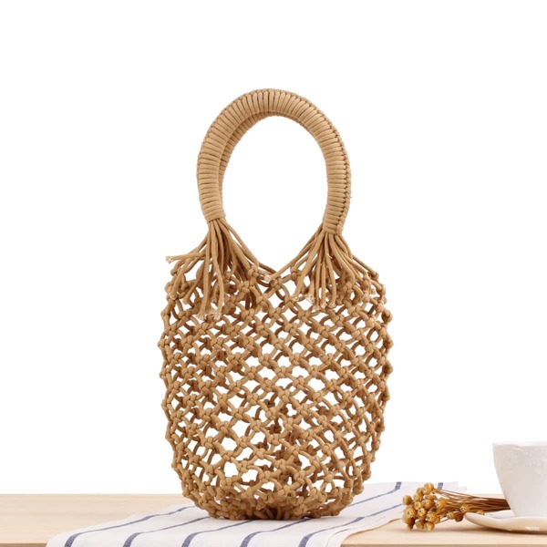 

Minimalist Straw Design Satchel Bag, Brown