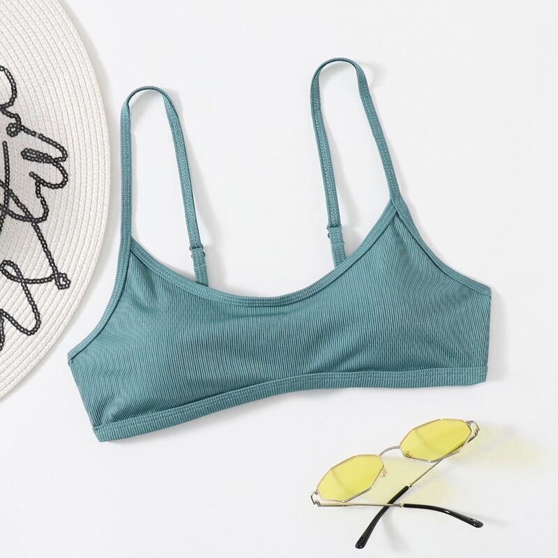 

Solid Rib Bikini Top, Teal blue