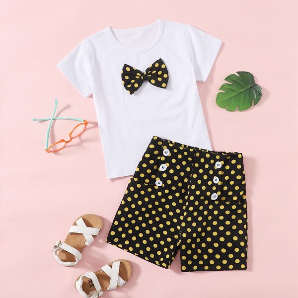 

Toddler Girls Bow Front Tee & Polka Dot Shorts, Multicolor