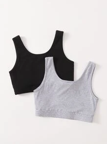 SHEIN Tween Girls 2 Packs Butterfly Print Crop Tank Top - Multicolor - View 2