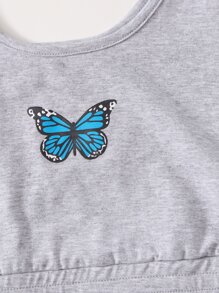SHEIN Tween Girls 2 Packs Butterfly Print Crop Tank Top - Multicolor - View 3