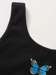 SHEIN Tween Girls 2 Packs Butterfly Print Crop Tank Top - Multicolor - View 4