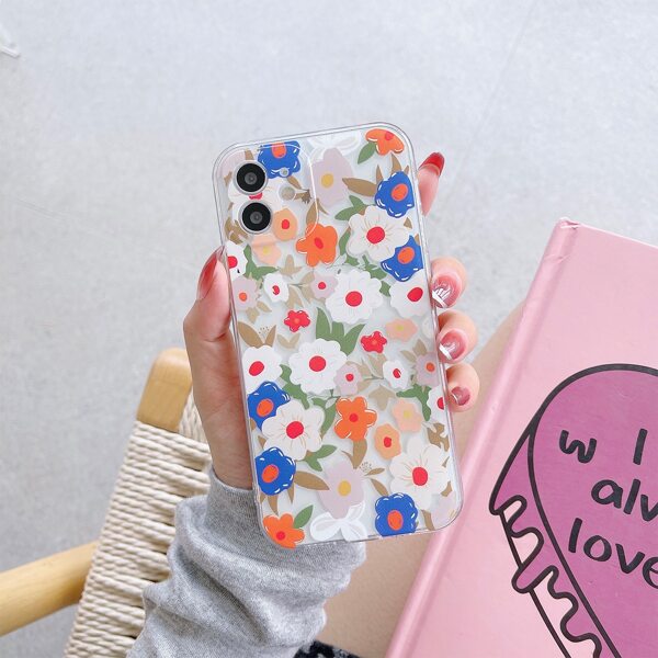 

Flower Pattern Clear Phone Case, Multicolor