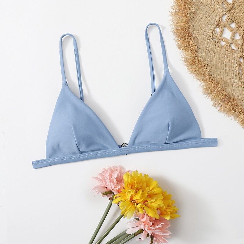 

Solid Triangle Bikini Top, Baby blue