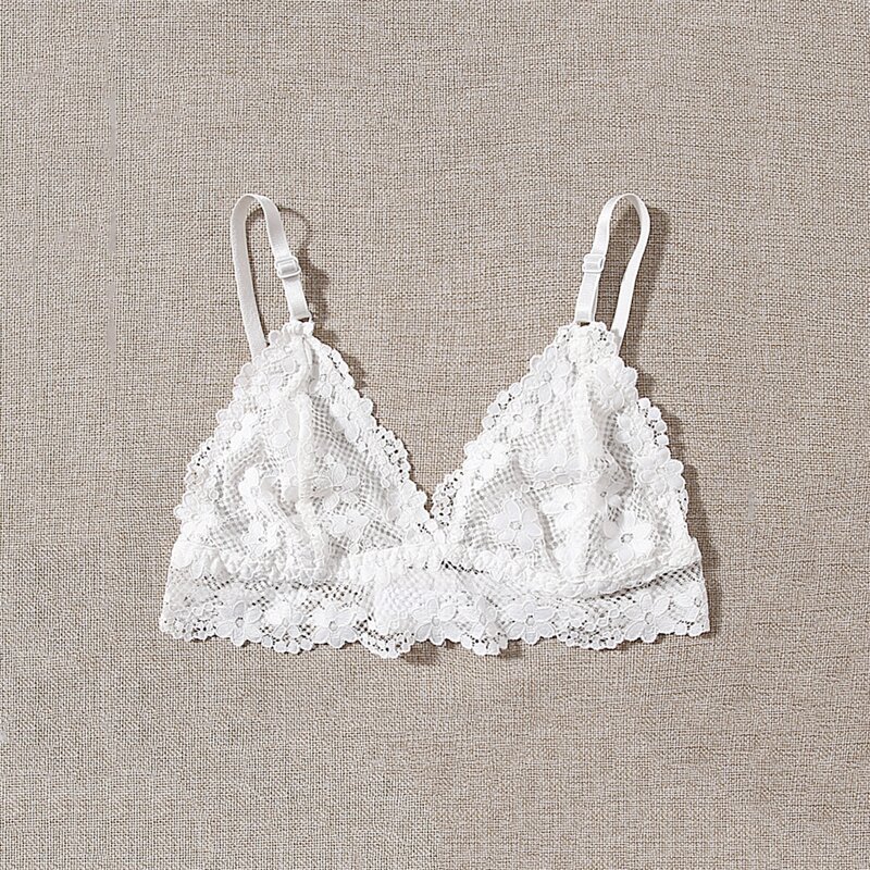 

Floral Lace Bra, White
