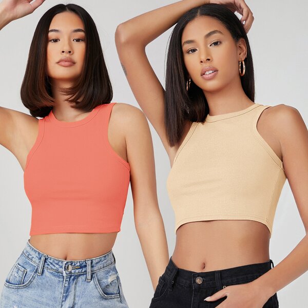 

2 Pack Crop Tank Top, Multicolor