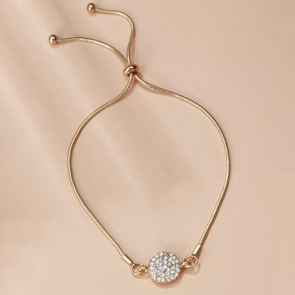 

Rhinestone Round Decor Bracelet, Gold