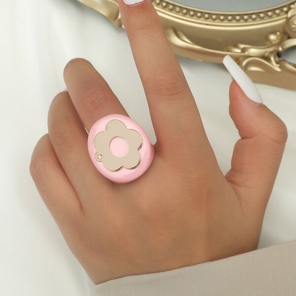 

Flower Decor Ring, Pink