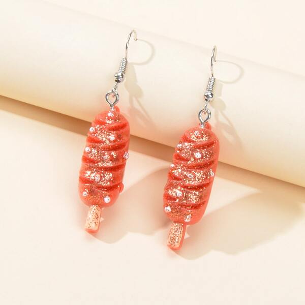 

Hot Dog Bun Drop Earrings, Red