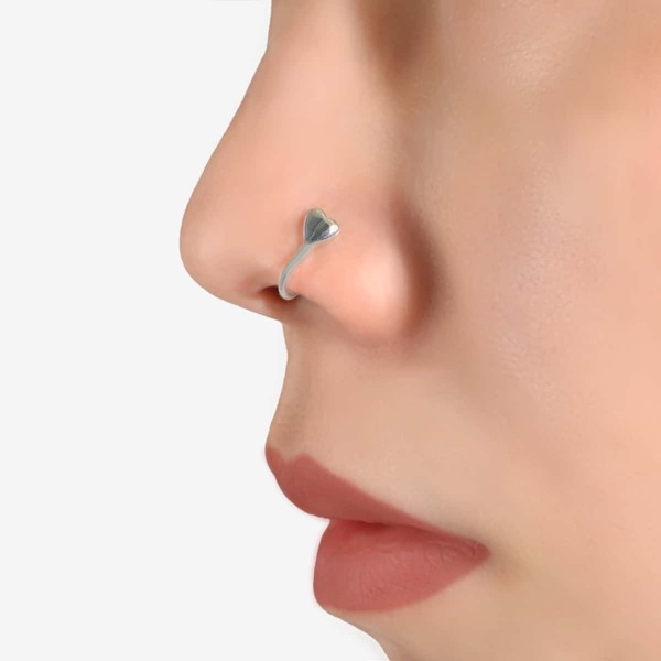 

Heart Decor Nose Cuff, Silver