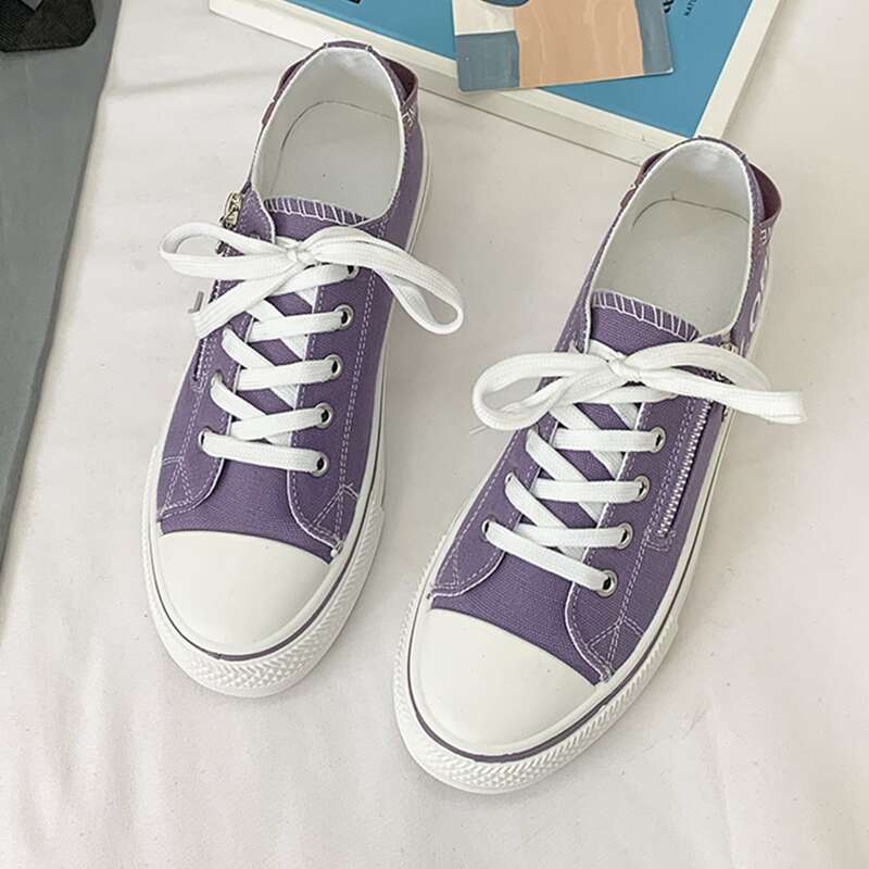

Letter Lace-up Canvas Sneakers, Purple
