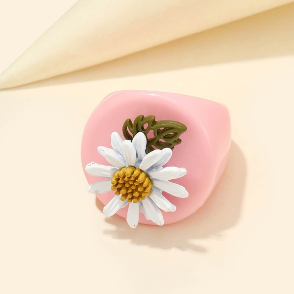 

Flower Decor Ring, Pink