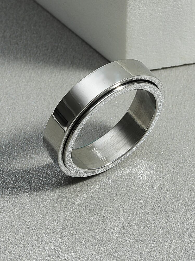 Hợp kim nhẫn tối giản dành cho nam giới thời trang và được ưa chuộng để làm quà tặng trang sức và cho vẻ ngoài sành điệu - Bạc - Xem 1