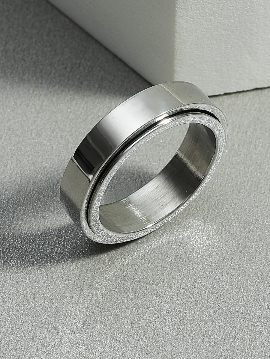 Hợp kim nhẫn tối giản dành cho nam giới thời trang và được ưa chuộng để làm quà tặng trang sức và cho vẻ ngoài sành điệu - Bạc - Xem 1