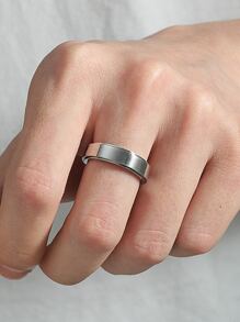 Hợp kim nhẫn tối giản dành cho nam giới thời trang và được ưa chuộng để làm quà tặng trang sức và cho vẻ ngoài sành điệu - Bạc - Xem 2