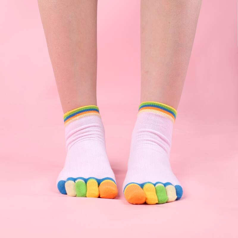 

Striped Toe Socks, Baby pink