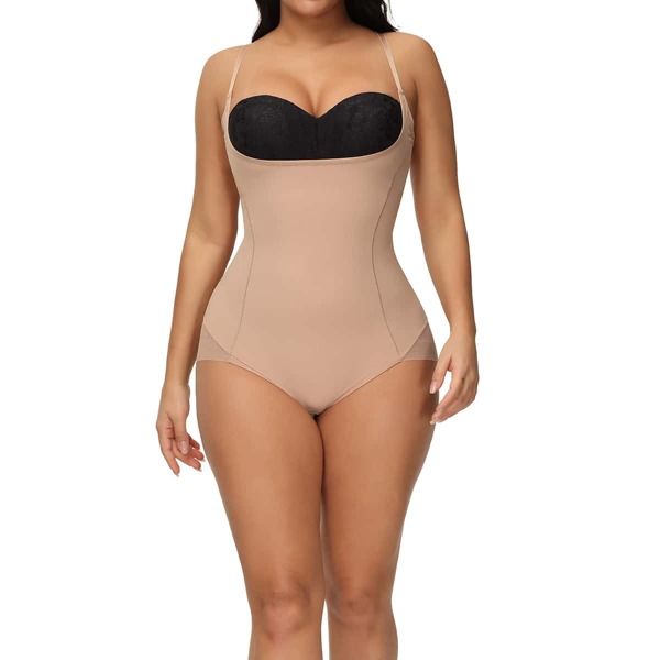 

Solid Shapewear Bodysuit, Apricot