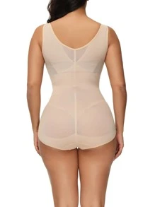 Apricot Mesh Fabric High Stretch Slimming Shapewear Bodysuit For Women - Apricot - View 2