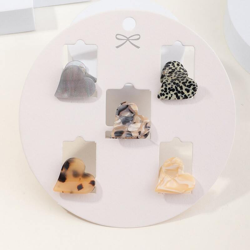 

5pcs Heart Shaped Hair Claw, Multicolor