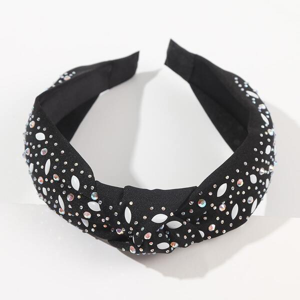 

Rhinestone Decor Wide Headband, Black