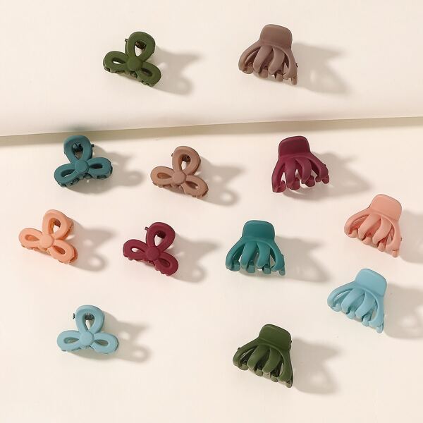 

12pcs Bow Design Hair Claw, Multicolor