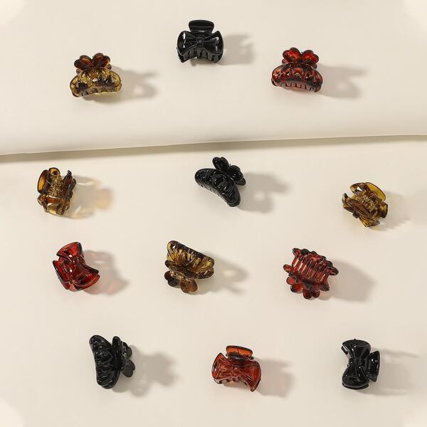 

12pcs Small Hair Claw, Multicolor