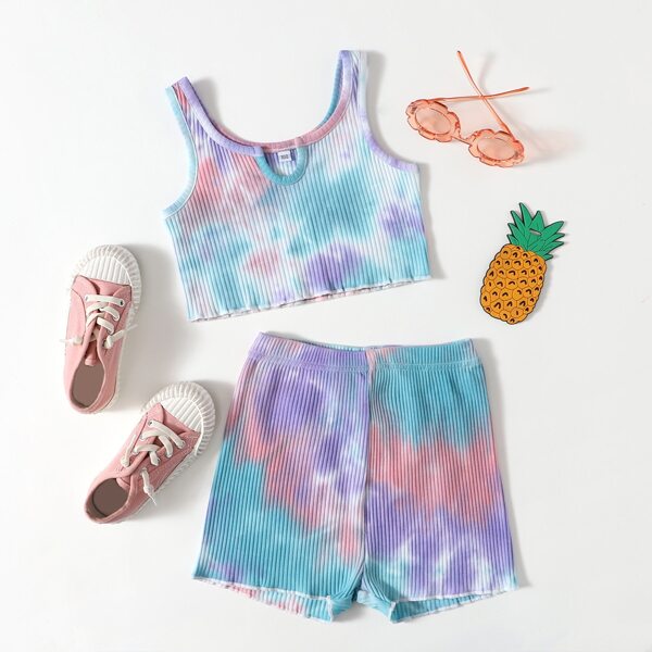 

Toddler Girls Tie Dye Tank Top With Shorts, Multicolor