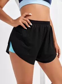 2 en 1 shorts deportivos - Negro - Ver 1