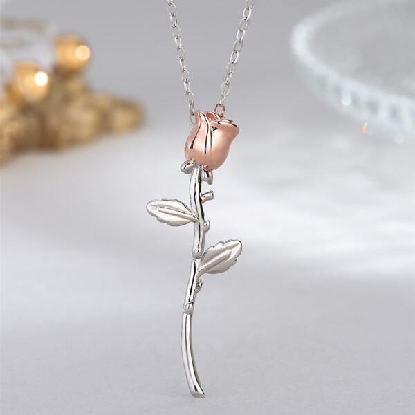 

Flower Pendant Necklace, Silver