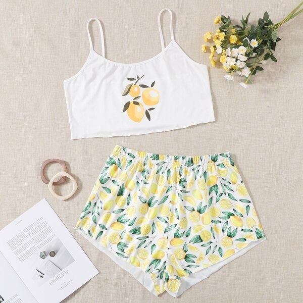 

Plus Lemon Print Cami PJ Set, Multicolor