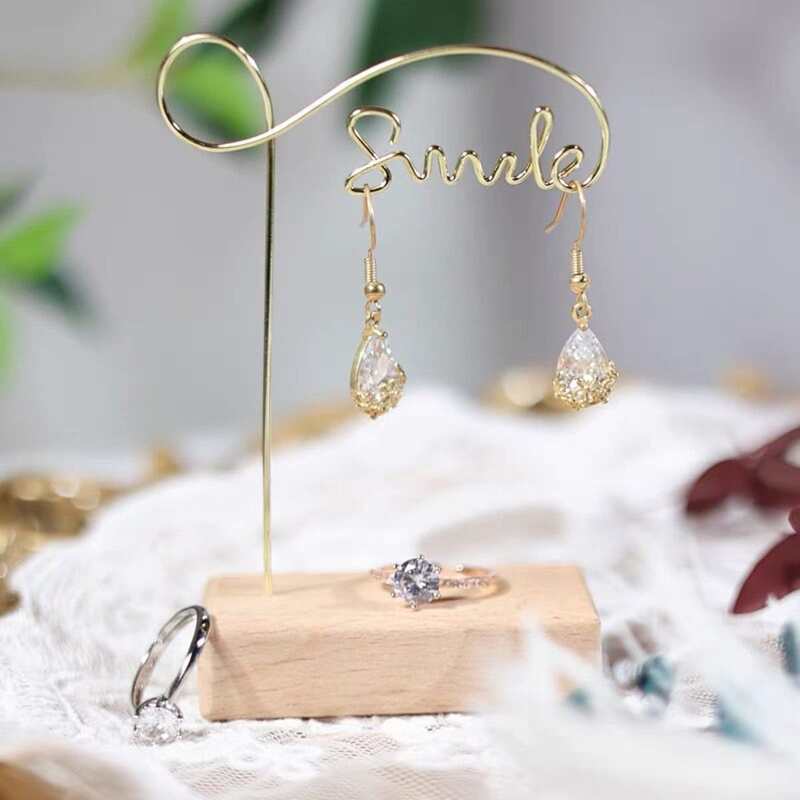 

1pc Letter Design Jewelry Display Rack, Gold