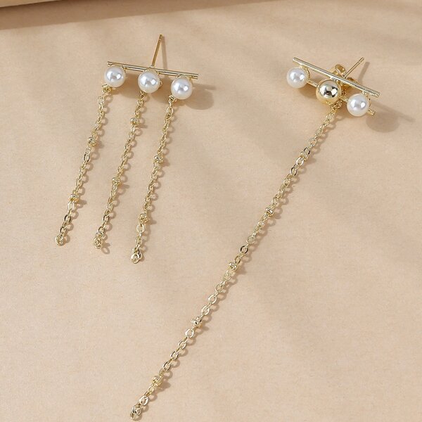

Faux Pearl Decor Earrings, Gold
