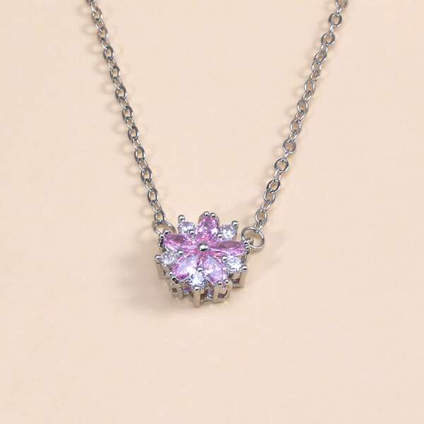 

Zircon Pendant Necklace, Pink