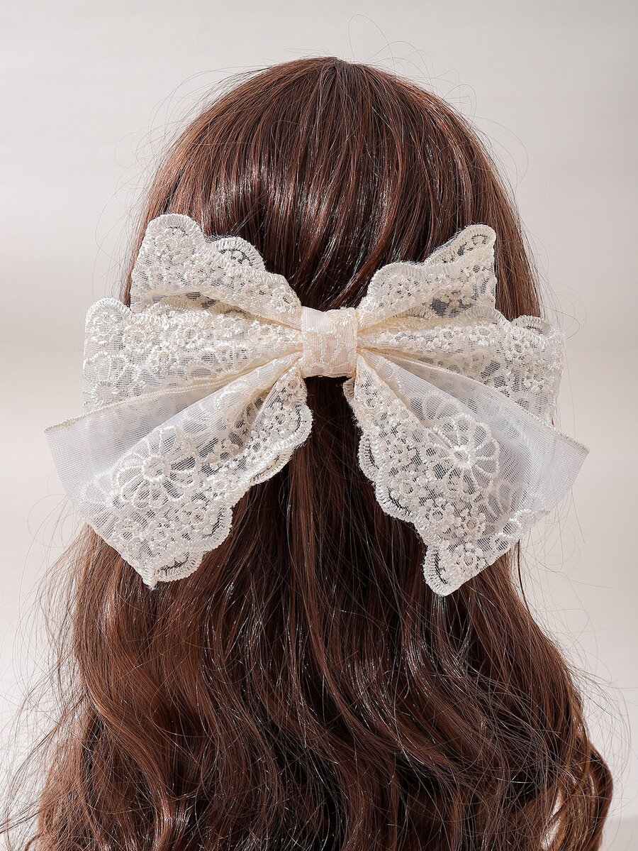 Clip Para El Cabello Con Decoración De Moño - Beis - Ver 1