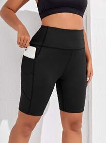 Studio SHEIN Sport Plus High Stretch Biker Shorts With Phone Pocket