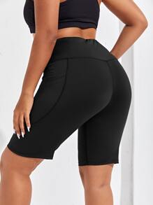 Studio SHEIN Sport Plus High Stretch Biker Shorts With Phone Pocket