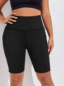 Studio SHEIN Sport Plus High Stretch Biker Shorts With Phone Pocket