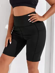 Studio SHEIN Sport Plus High Stretch Biker Shorts With Phone Pocket