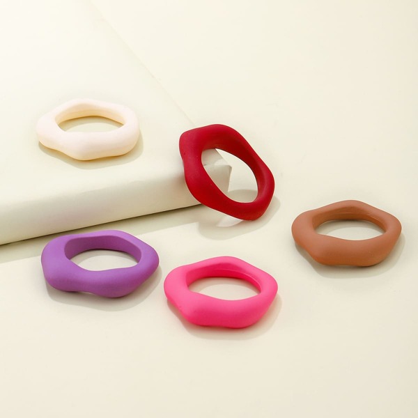 

5pcs Simple Ring, Multicolor
