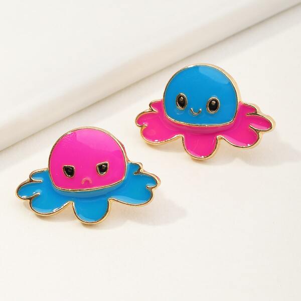 

Cartoon Octopus Stud Earrings, Multicolor