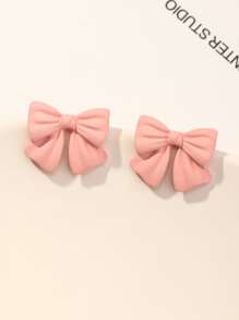Bow Stud Earrings - Pink - View 1