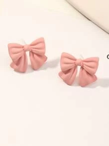 Bow Stud Earrings - Pink - View 2