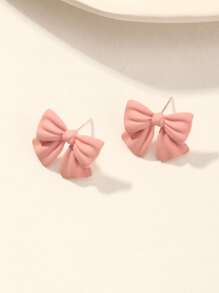 Bow Stud Earrings - Pink - View 3
