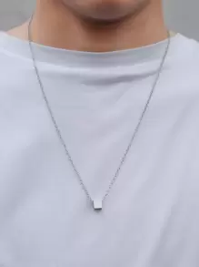 RINTOLER Vòng cổ quyến rũ hình học dành cho nam giới thời trang và phổ biến bằng thép không gỉ để làm quà tặng trang sức và cho vẻ ngoài sành điệu - Bạc - Xem 1