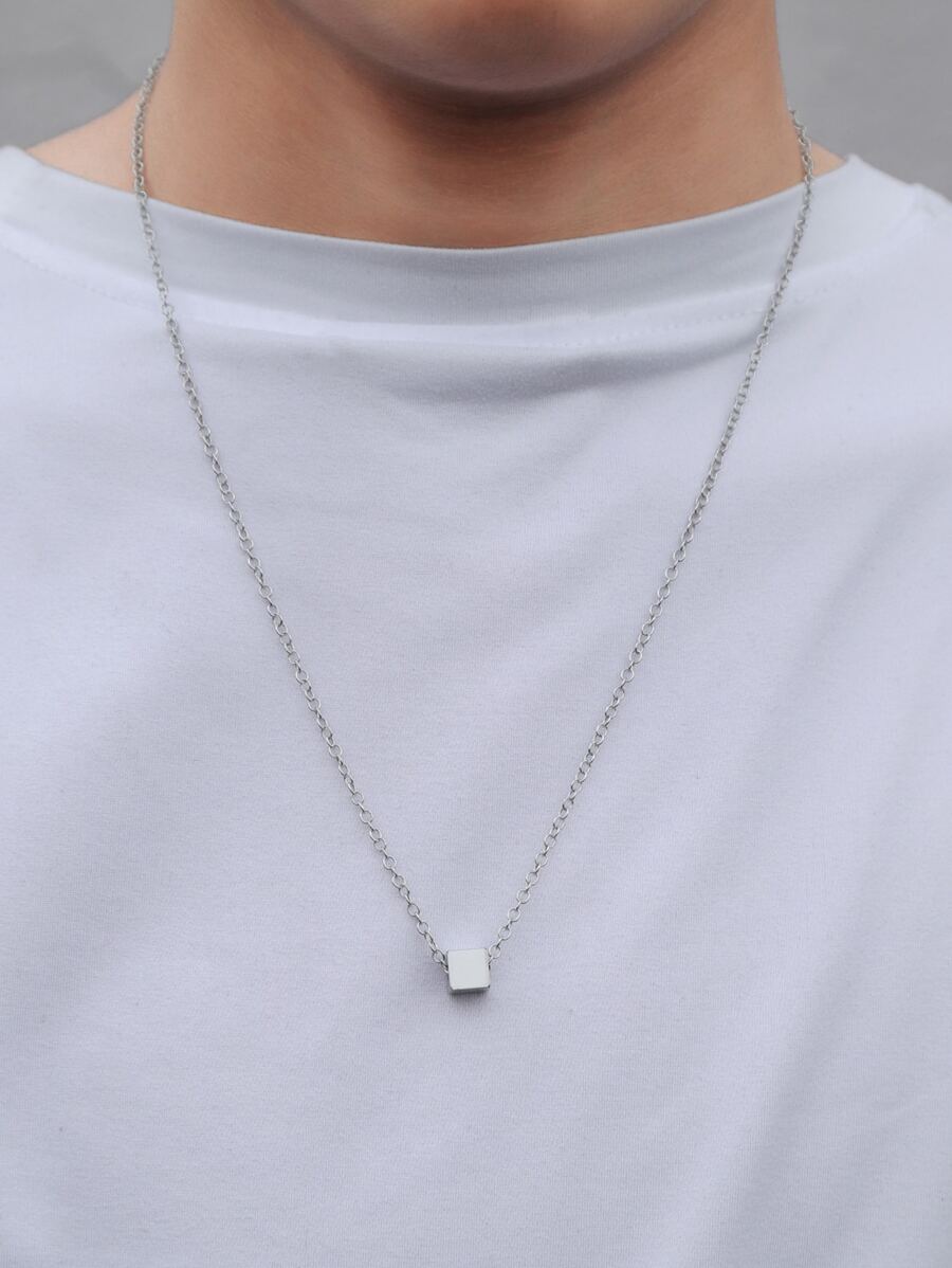 RINTOLER Vòng cổ quyến rũ hình học dành cho nam giới thời trang và phổ biến bằng thép không gỉ để làm quà tặng trang sức và cho vẻ ngoài sành điệu - Bạc - Xem 1