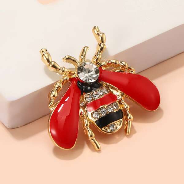 

Rhinestone Bee Decor Brooch, Red