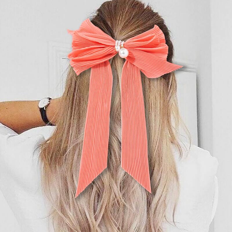 

Bow Decor Hair Clip, Coral pink