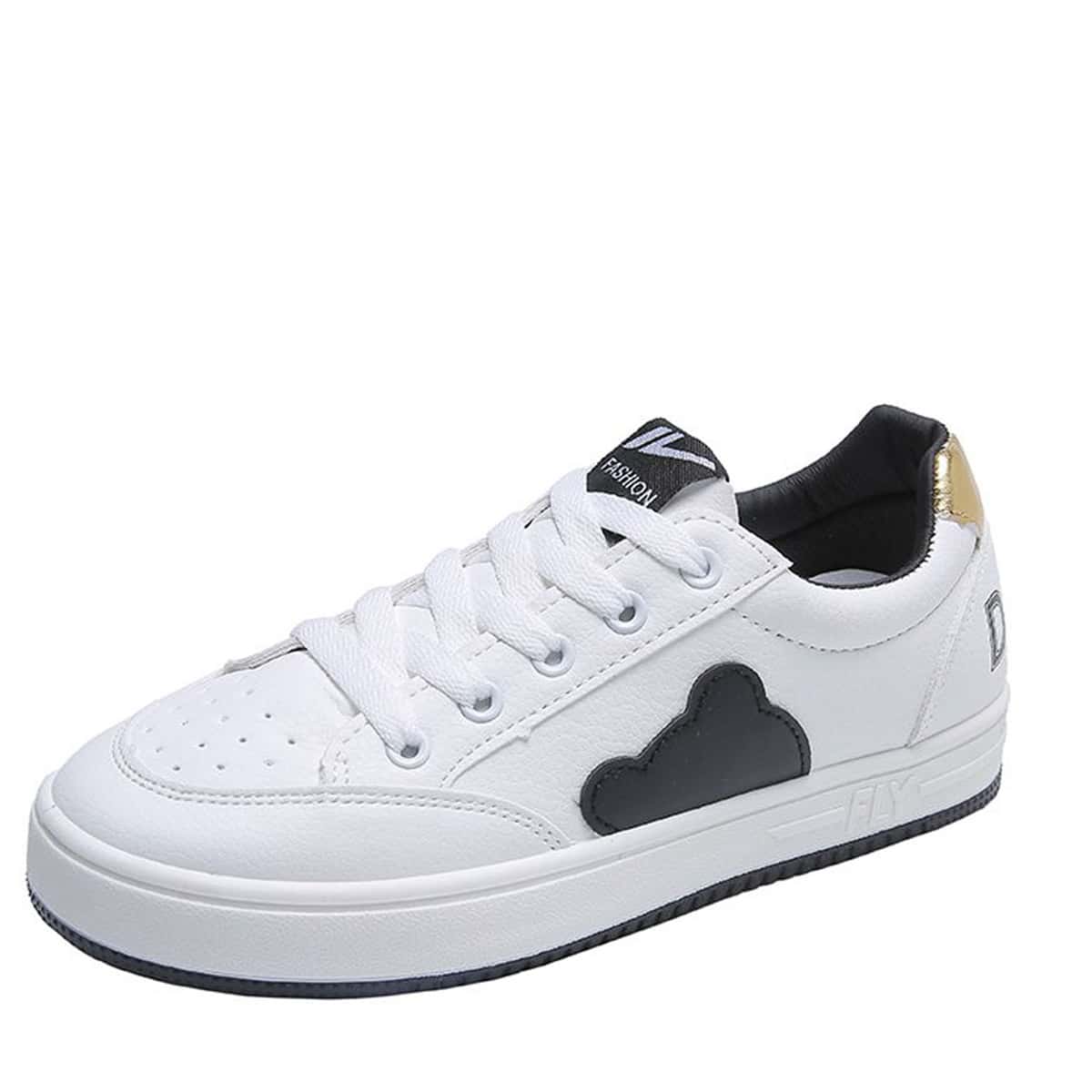 

Cartoon Lace-up Skate Shoes, White