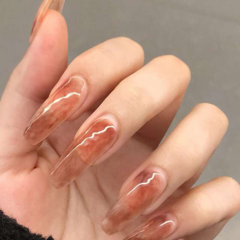 

24pcs Ombre Fake Nail, Brown